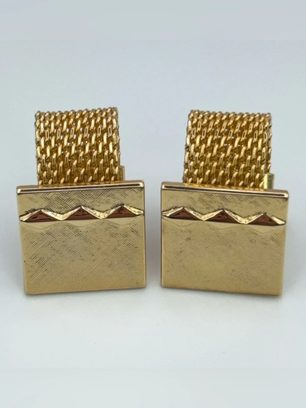 Textured Brushed Gold Tone Square Wrap Around Cufflinks